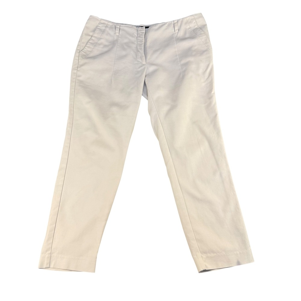 Zara‎ Basic Womens White Slim Ankle Trousers Pants Size 10 Stretch Cotton Clean